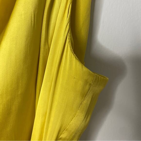 Revolve Lovers + Friends Karen One Shoulder Yellow Satin Bow Mini Dress Medium - Picture 4 of 11